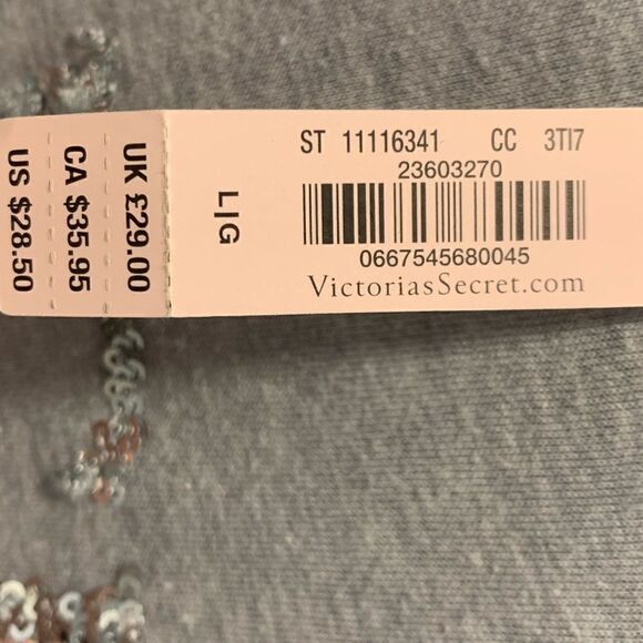 NWT women’s gray Victoria’s Secret long sleeve T-shirt w/angel logo sz L - Picture 11 of 14